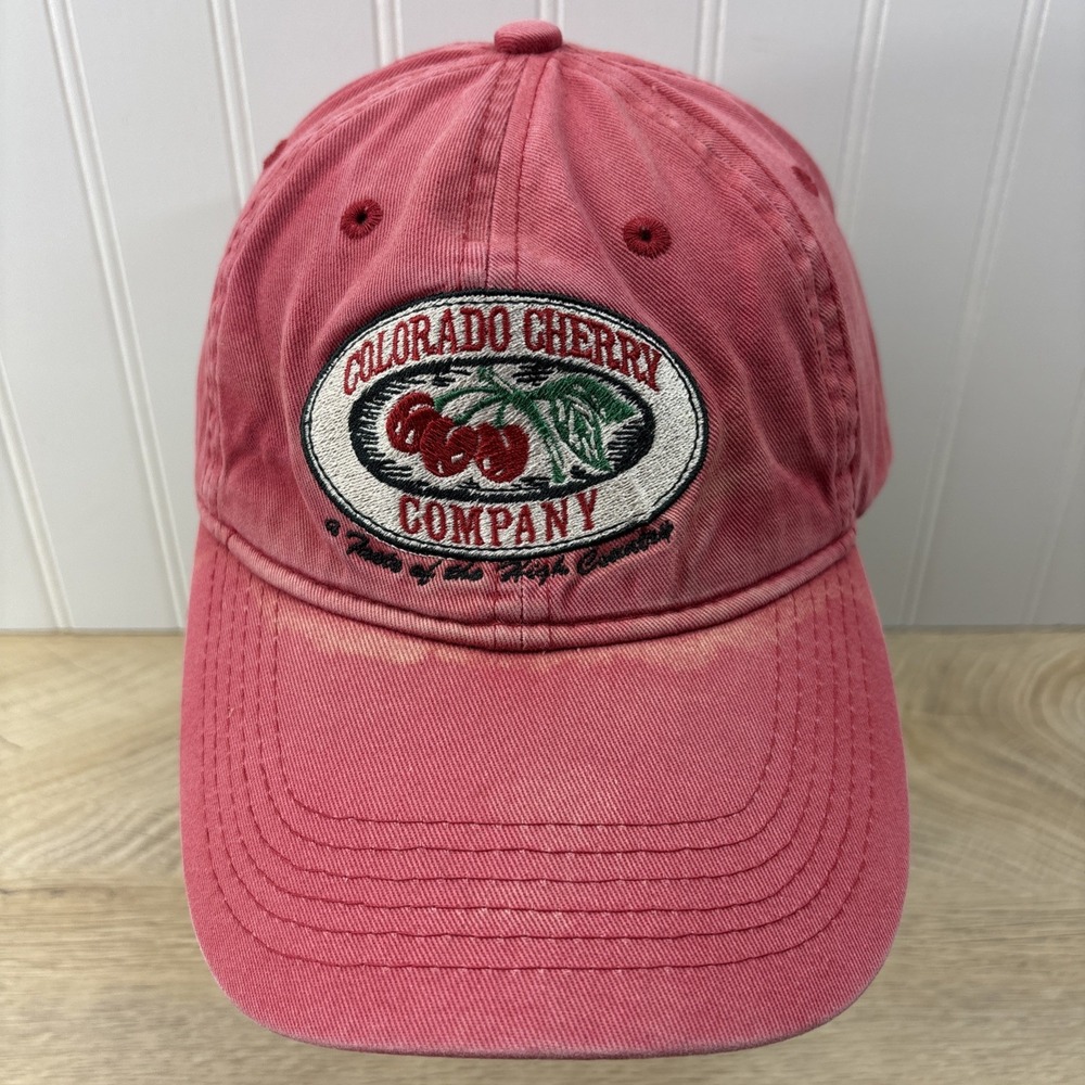 Colorado Cherry Company Hat Adjustable Strapback Cap Distressed Red Pink